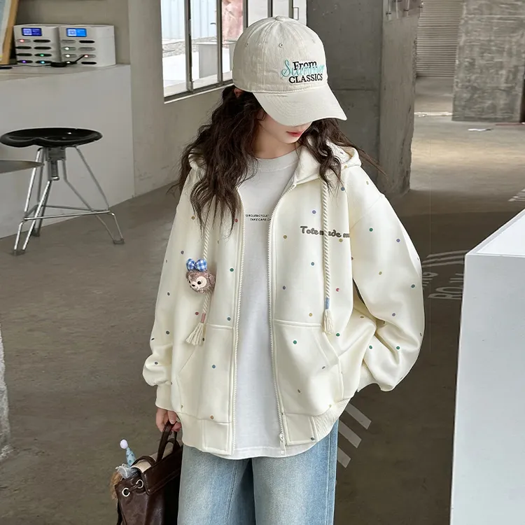 女童春装外套2025新款女孩大童韩系连帽卫衣套装儿童春秋长袖上衣