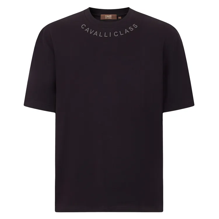 Cavalli Class26年舒适休闲logo印花男式黑色短袖T恤内搭RWC189商品图
