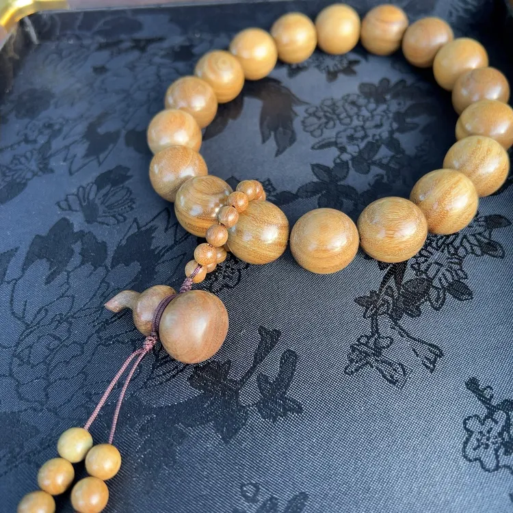 【福禄双全】天然绿檀木20mm念珠手持雕刻葫芦文玩手把件挂件实木质