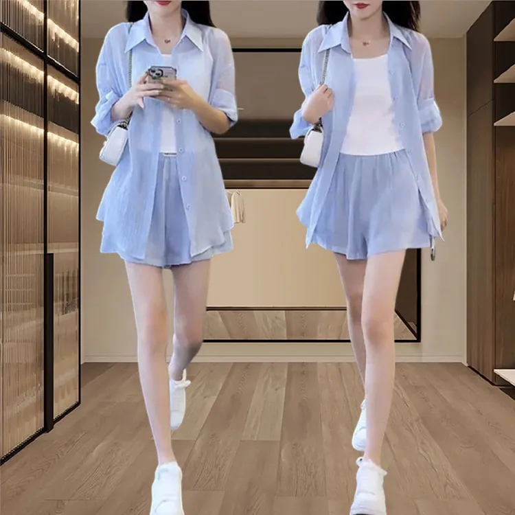 香朵儿防晒长袖外套休闲短裤套装2026年夏季新款洋气衣服女两件套