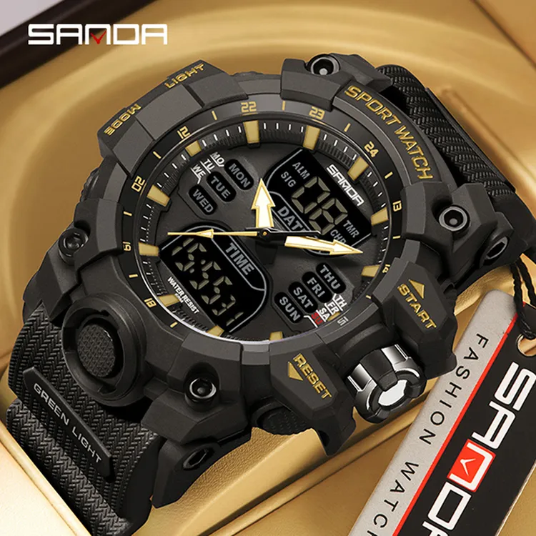 黑武士手表男款运动潮流腕表入伍防水电子表时尚多功能夜光手表