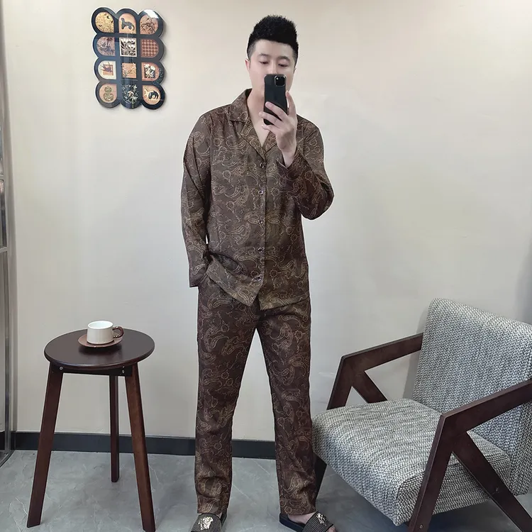 男士大码长袖睡衣套装2025奢华高品质休闲可外穿时尚家居服两件套