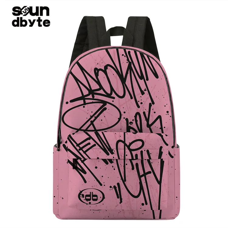 SOUNDBYTE涂鸦美式印花双肩包初高中生高颜值书包休闲通勤背包女