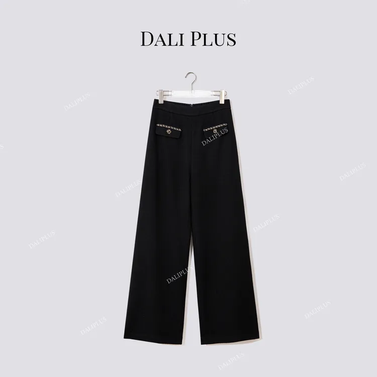 DALI PLUS“蚕丝羊毛链条长裤”百搭通勤休闲长裤-D5ST1530