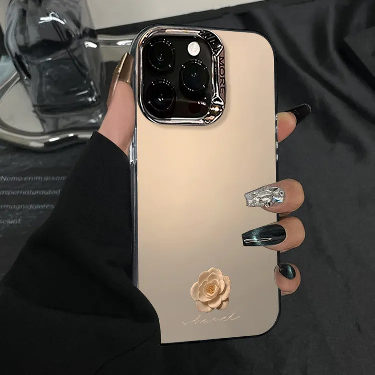 山茶花英文适用苹果手机壳实用数码配件女小众全包防摔高级感个性