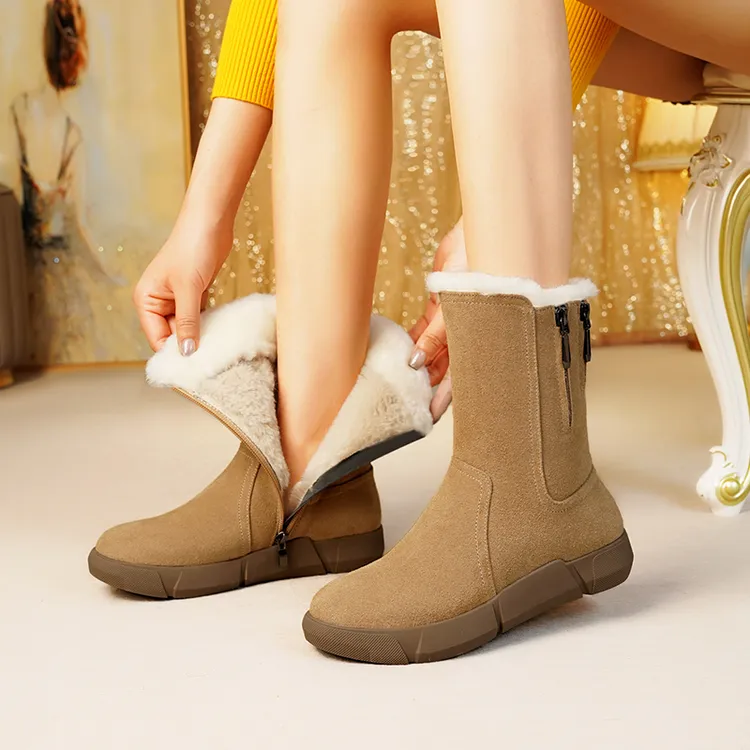 中筒厚款加厚时尚雪地靴筒靴防水台冬季保暖棉鞋