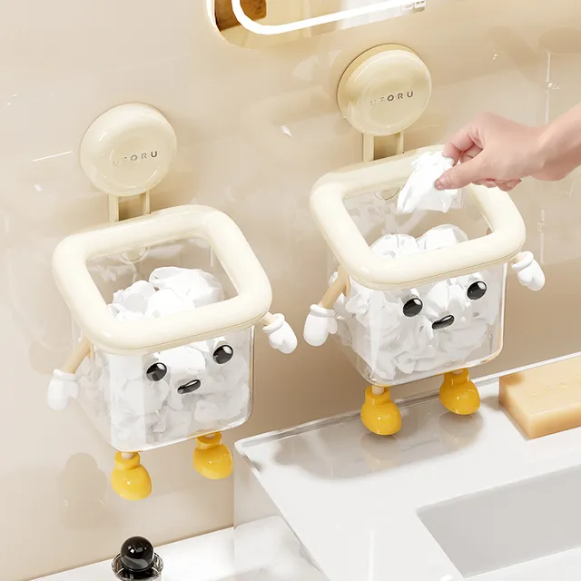 吸盘废弃回收洗脸巾收纳盒壁挂厕所卫生间洗手台浴室擦脸巾置物架