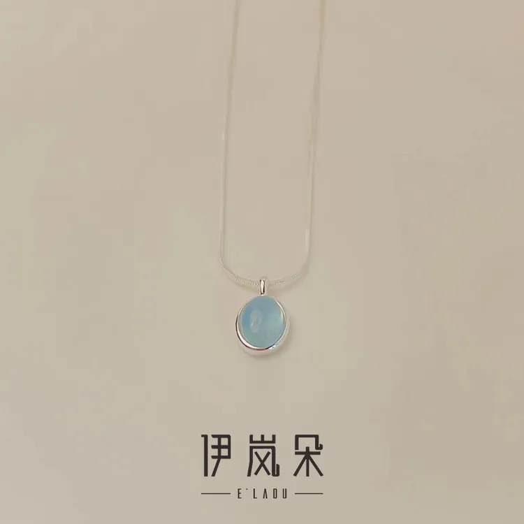 链子925银 伊岚朵【设计师】海蓝项链｜925银水滴大码加长50cm锁骨链