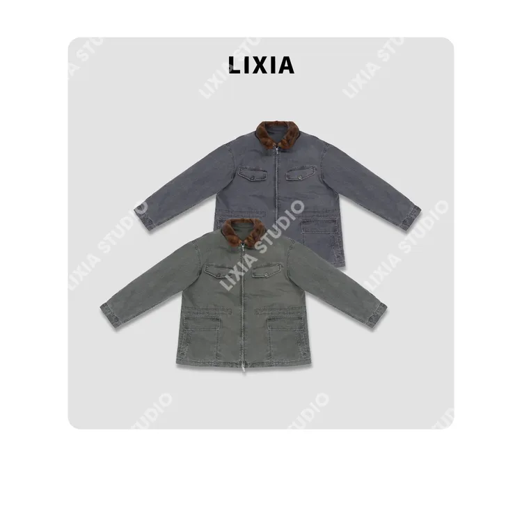 LIXIA【伏尔加河】老钱时尚复工工装保暖水貂领鹅绒派克服-D10083