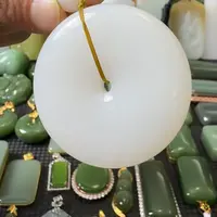 颈饰未镶嵌和田玉羊脂白玉平安扣卡54