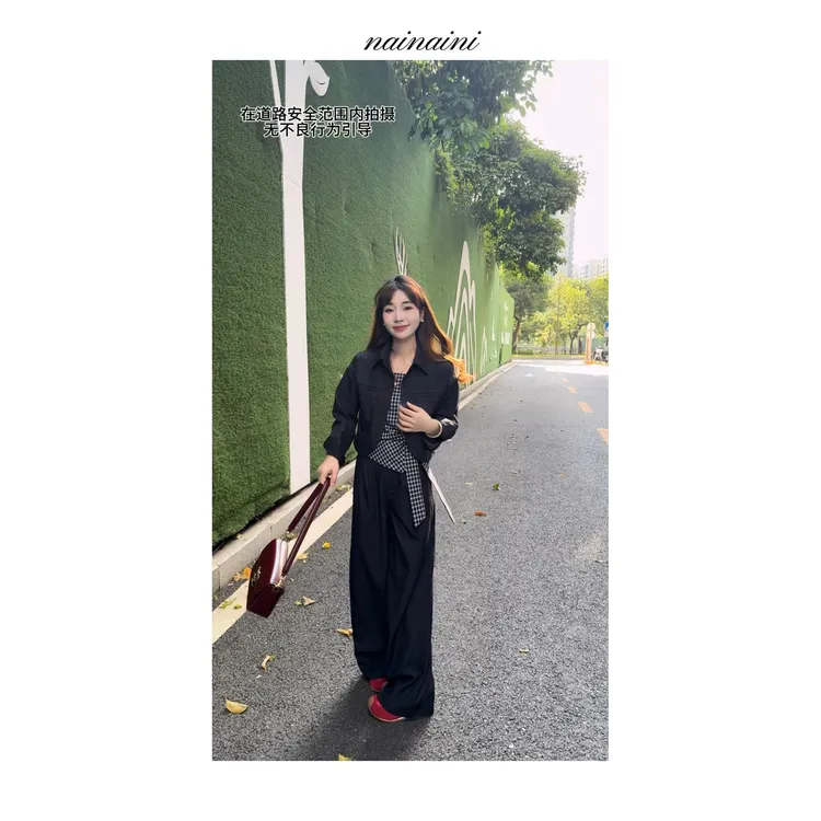 奈奈妮【艺术静奢】时尚套装女2025小个子秋季新款气质显瘦百搭3816