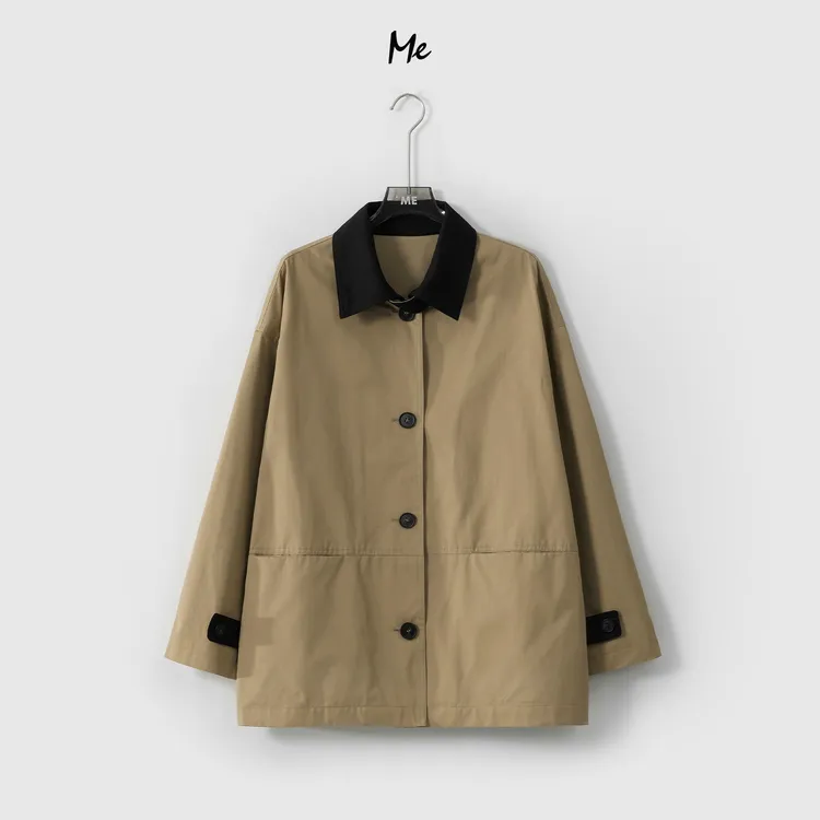 ME【春日爱丁堡】经典奢牌感遮肉显瘦时尚一手长风衣外套MESS1201