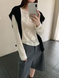 【潘潘.518839】秋冬新款重工刺绣设计款女装上新绵羊毛混纺针织衫