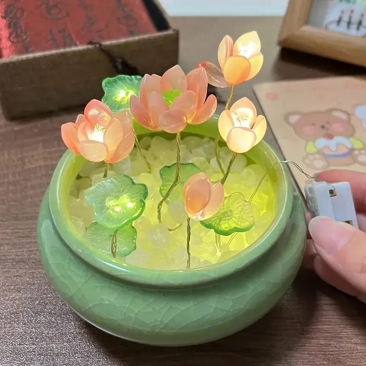 网红手工diy荷花好运莲莲ins风小夜灯送朋友老师闺蜜礼物情侣礼物