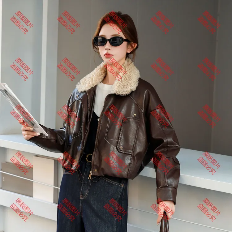 2025冬季新款甜酷辣妹明线口袋工装短外套夹克