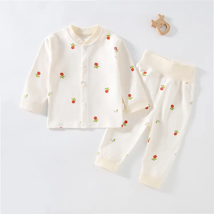 睡衣简约开衫卡通居家高腰清新秋衣裤新生儿