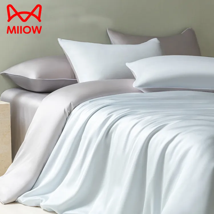 猫人水洗冰丝四件套2025新款丝滑裸睡床笠被套床单轻奢床品套件