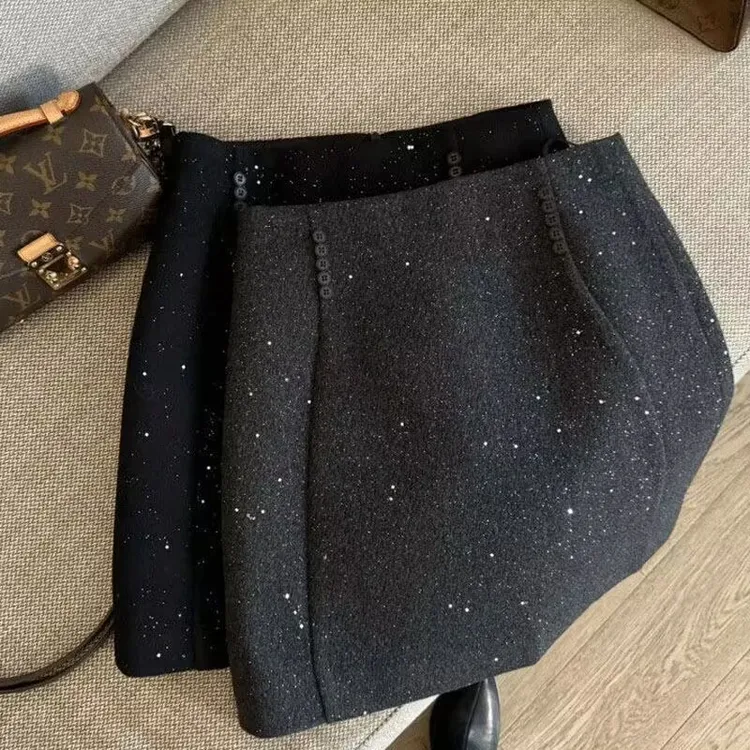 【主播优选】韩系高级感精致闪闪A字显瘦包臀半身裙年会小裙子[A]