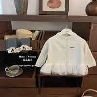 【甜品起司】甜系小仙女！女宝宝网纱荷叶边开衫毛衣花边裤洋气套装