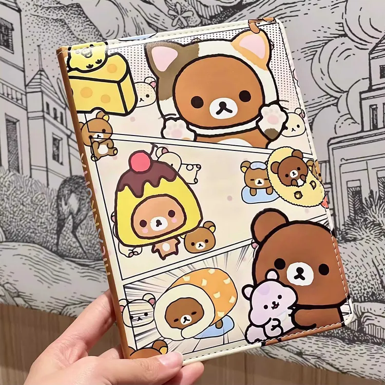 轻松熊皮质A5笔记本少女心ins记事本可爱卡通小清新日记手帐本子