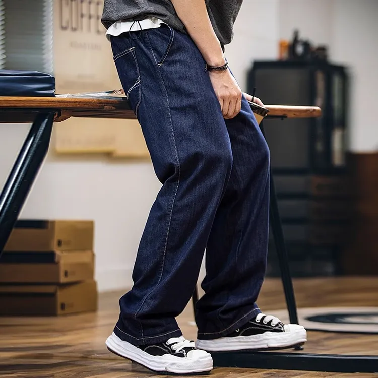 桑蚕丝薄荷纤维原色薄款牛仔裤男夏季新款宽松直筒休闲长裤男