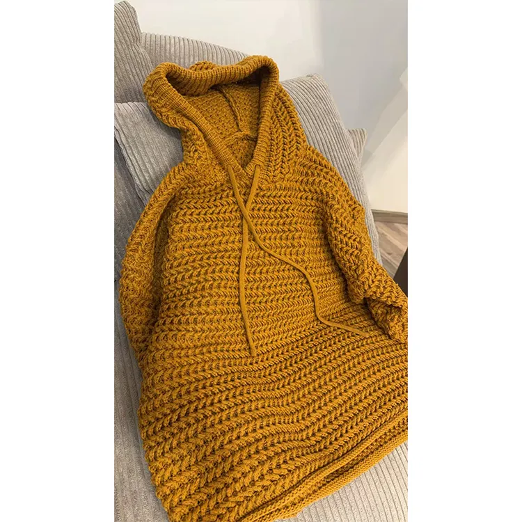 ZUOXIAOQI麦穗双层加厚连帽毛衣22（衣长65/胸围128）