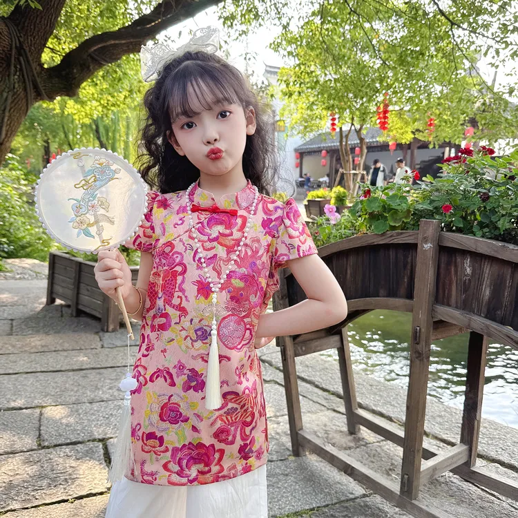 【现货】2025女童夏款国风2件套凉快透气新中式套装女宝宝中国风2件