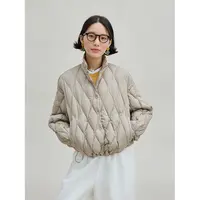 麻霖25秋冬新品轻薄衬衫式小翻领菱格切线95白鸭绒保暖短款羽绒服