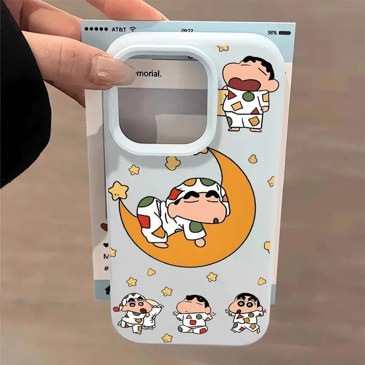月亮睡眠小新适用苹果16Promax液态硅胶手机壳iPhone15趣味14防摔