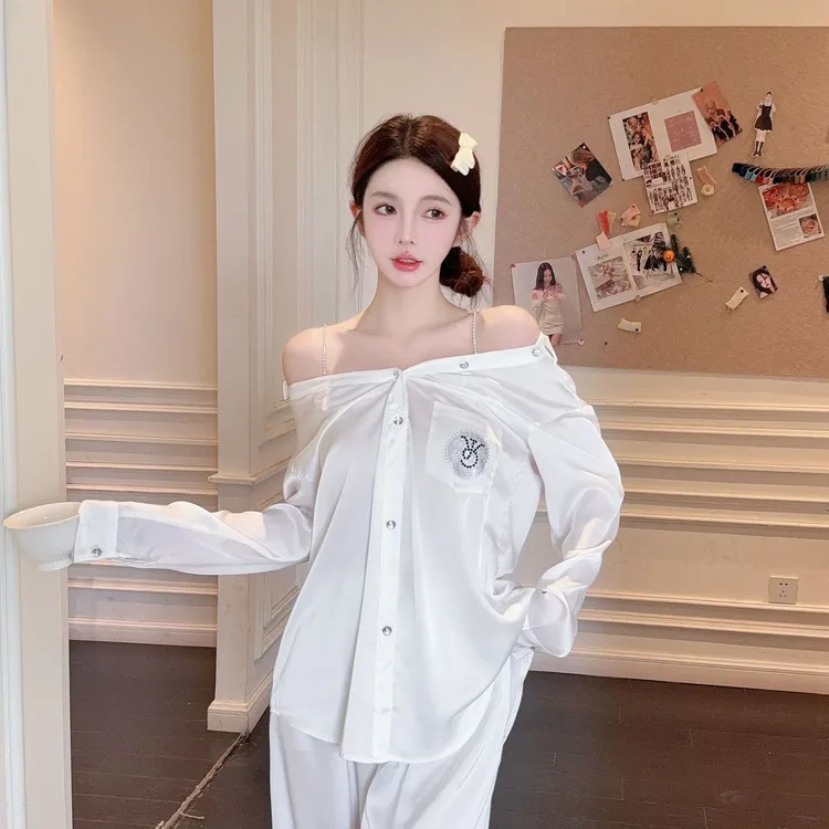 ins风拉满宽松版型欣晨俊25新冰雪丝高级睡衣气质轻奢家居服外穿