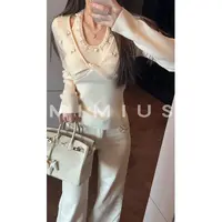 【mimius】喵喵 重工钉珠亮片挂脖假两件羊毛针织衫 WG11102