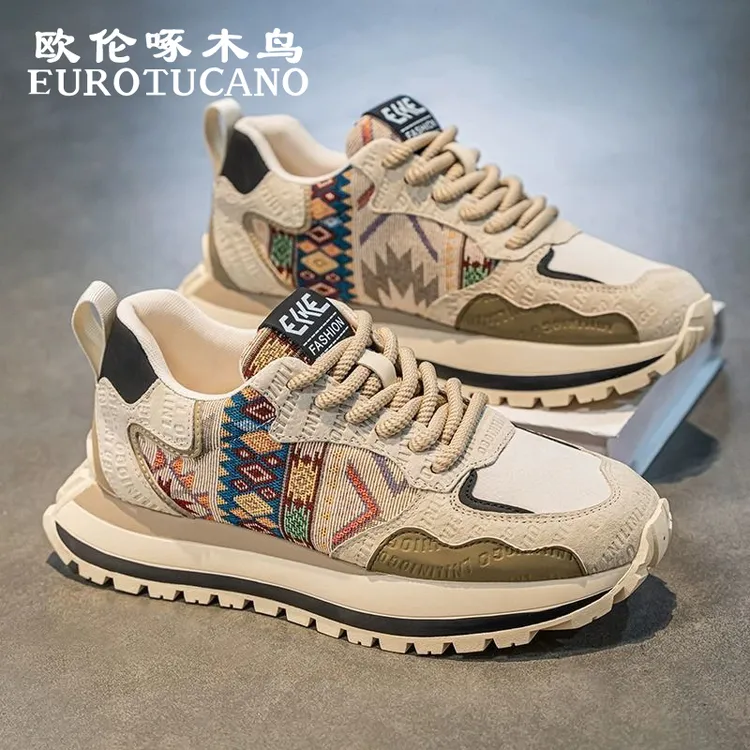 欧伦啄木鸟EUROTUCANO男鞋新款时尚休闲老爹鞋男士厚底运动阿甘鞋
