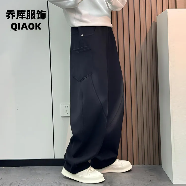 秋季新款个性时尚潮牌水洗男士弯刀裤休闲裤宽松长裤大码卫裤潮