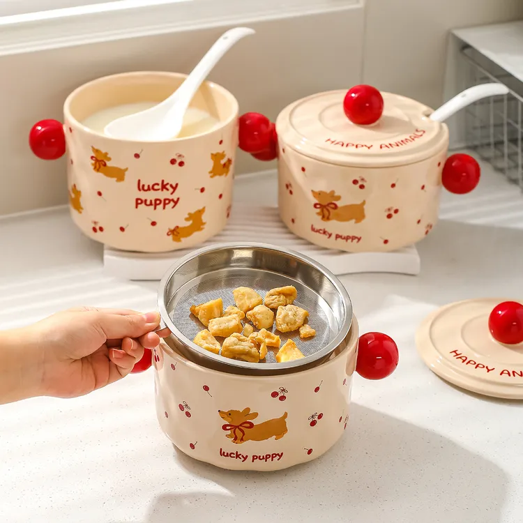 川岛屋猪油罐家用陶瓷耐高温食品级带盖油泼辣子辣椒油专用罐容器