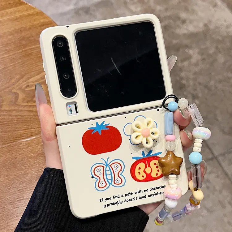 适用华为puraX新款阔折叠屏手机壳韩系ins星星番茄蝴蝶立体花朵壳