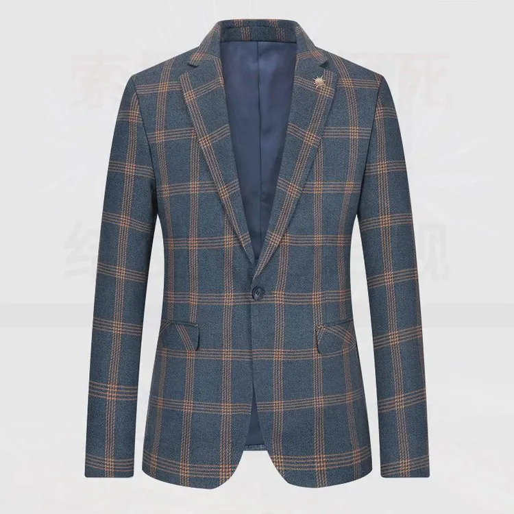 老爷车休闲西装男士小西修身韩版潮流帅气春秋季格子外套服英伦风