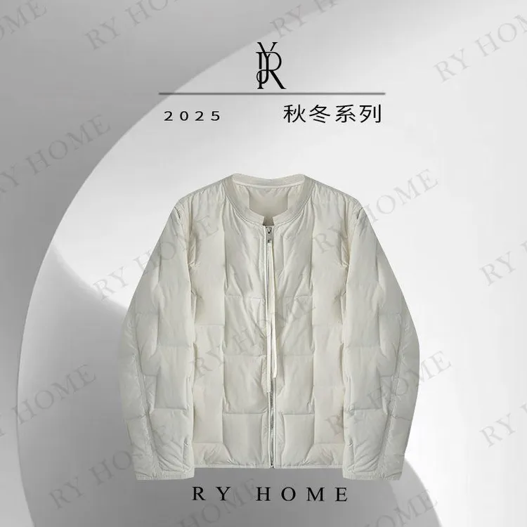 【容雨RYHOME】圆领方块格设计感90鸭绒羽绒服254YF1572