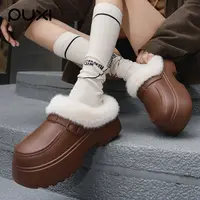 朴西玛丽珍防水棉拖鞋女秋冬季时尚包头厚底增高外穿保暖毛绒拖鞋