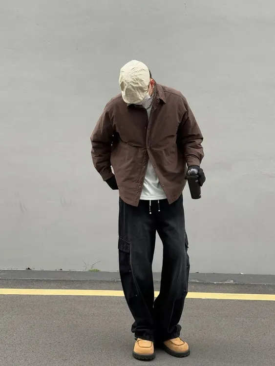 5907哲熙男士休闲百搭宽松美式复古保暖白鸭绒轻薄羽绒服纯色简单