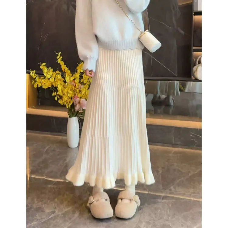 【懒小毛】2025新款显瘦半身裙长款百褶裙时尚百搭打底秋冬高腰气质