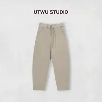 UTWU小敏「ROW风弯刀裤」棉混纺简约老钱风显瘦休闲弯刀裤UTAK1080