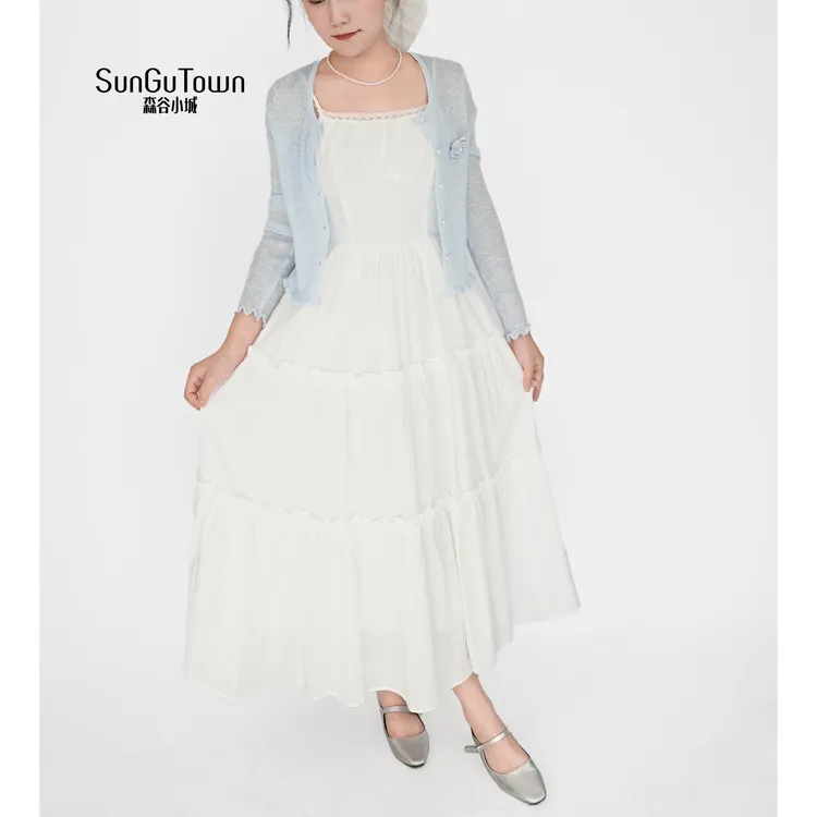 森谷小城百搭简约显瘦吊带连衣裙5BLQ-T00236