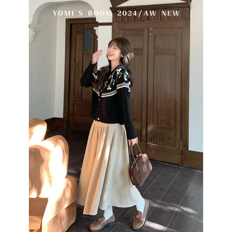 YOMI小个子定制【悠然冬日】松弛感百搭显瘦加厚半身裙女冬季新款