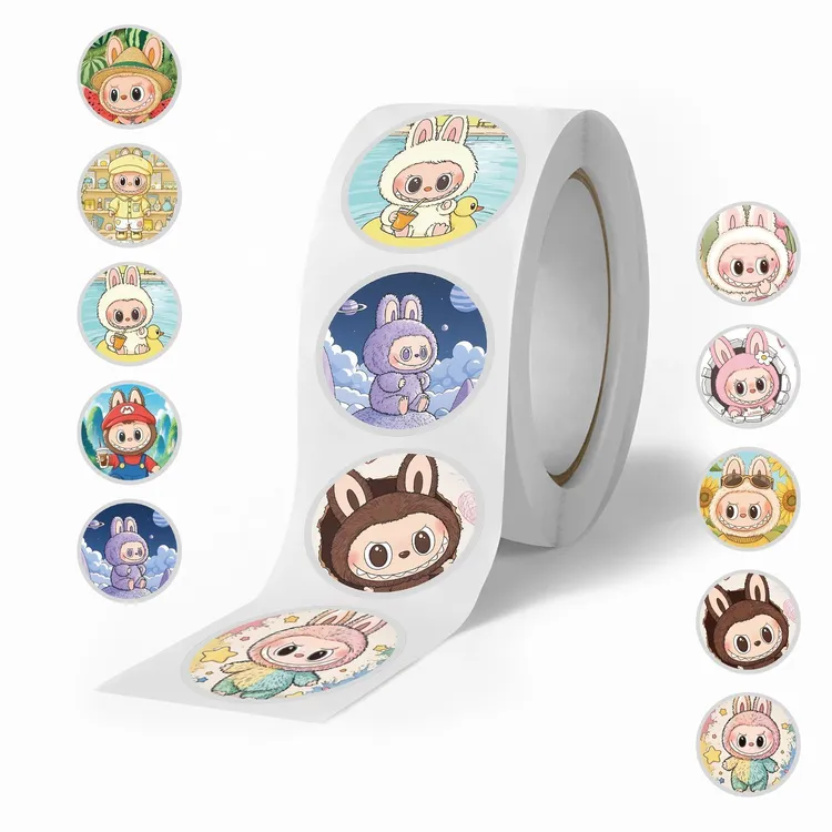 可爱卡通拉布布卷卷贴手账素材贴纸儿童用于笔记本封口贴