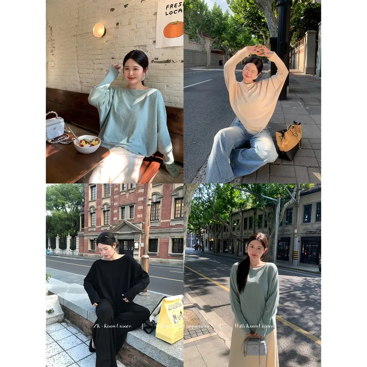 现-知葵微胖定制【秋日来信】秋冬韩系节日慵懒长袖毛针织衫MZS1767