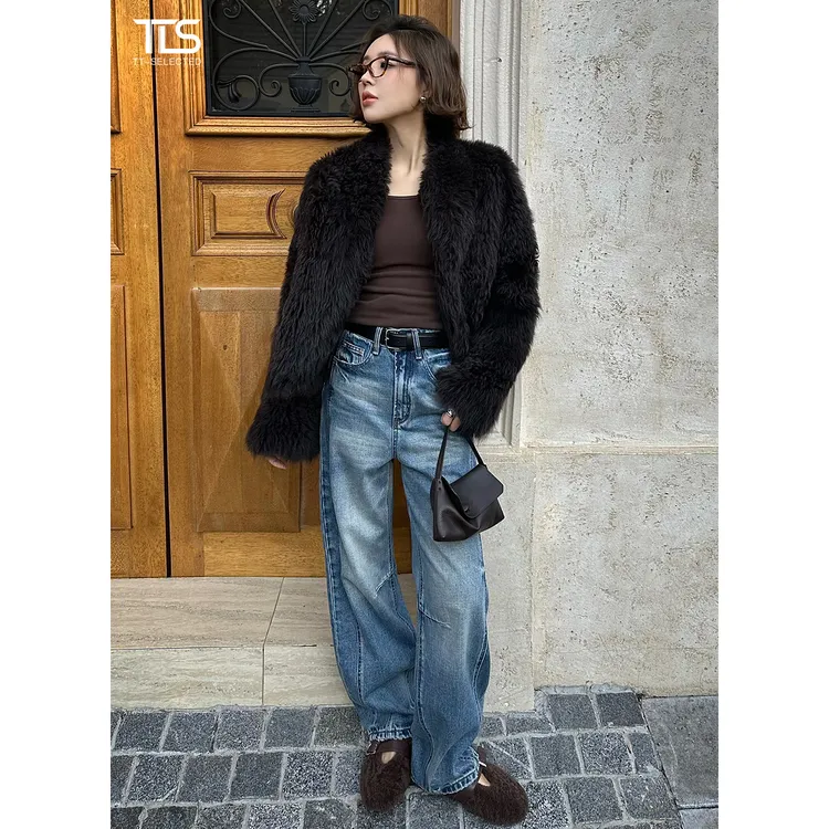 TT【挪威森林】西班牙进口直毛托卡羊毛羊皮一体加厚皮草外套PC5164