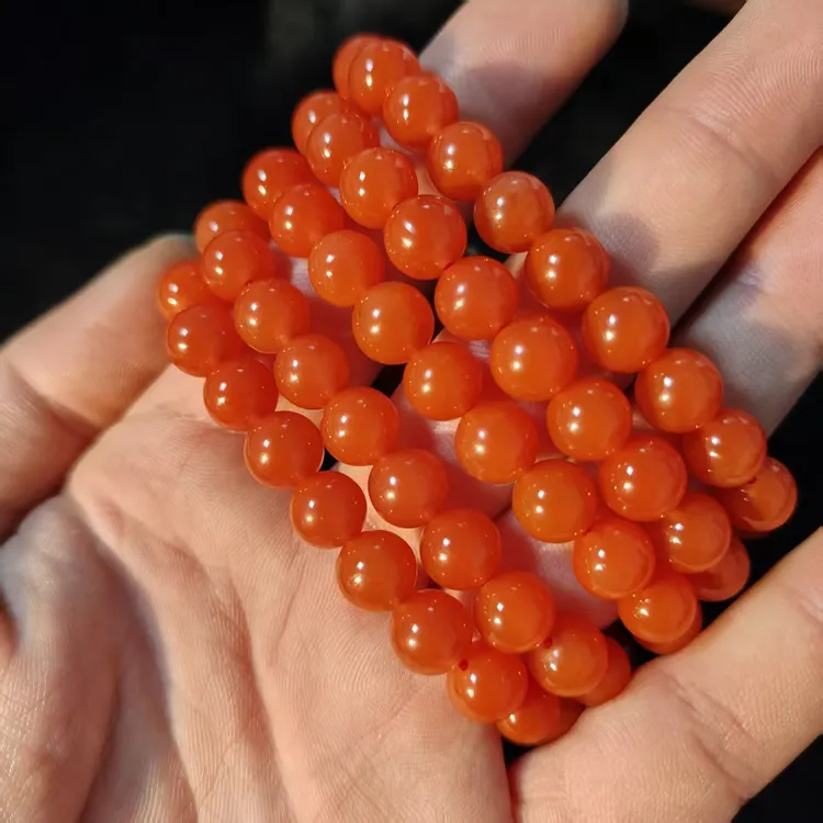 【直播福利】南红玛瑙锦红圆珠小手串男女百搭南红珠串