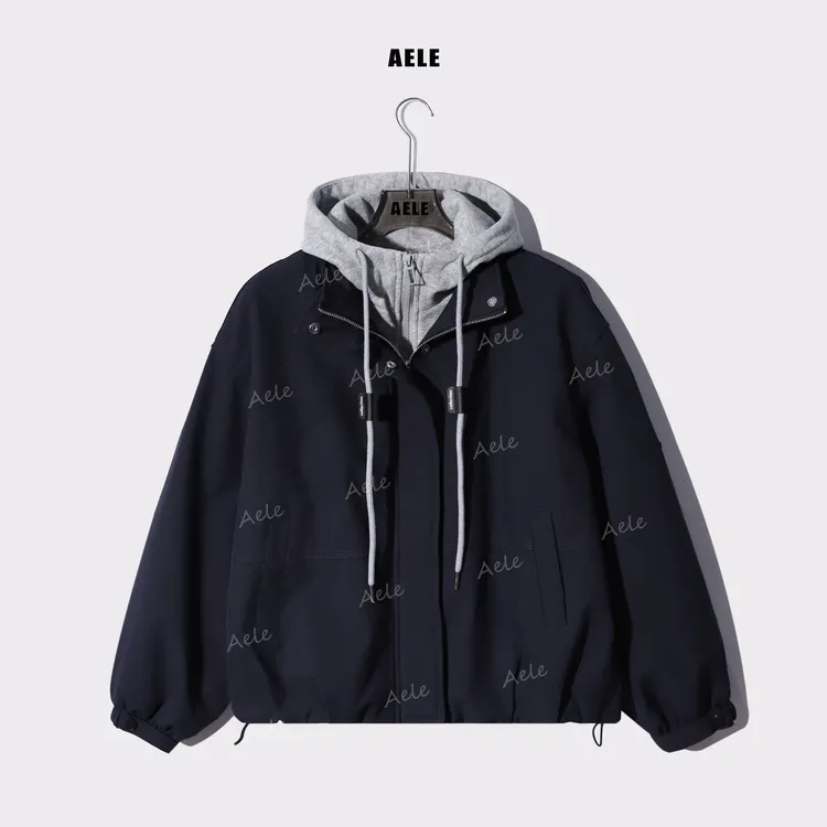 AELE秋冬休闲加厚短款保暖连帽厚款假两件宽松外套 W855 3508 AD
