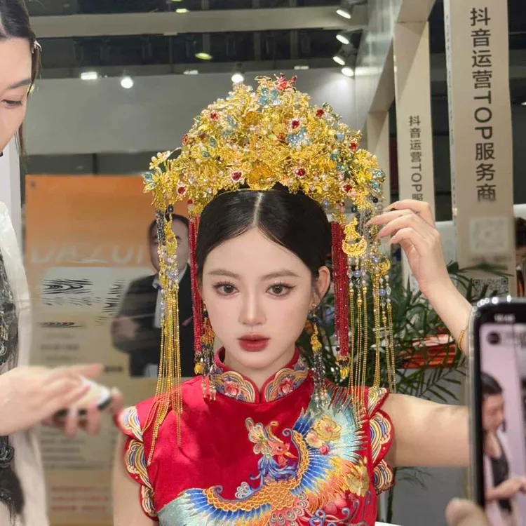 合金婚庆饰品 汉服凤凰大凤冠新娘结婚头饰SE21