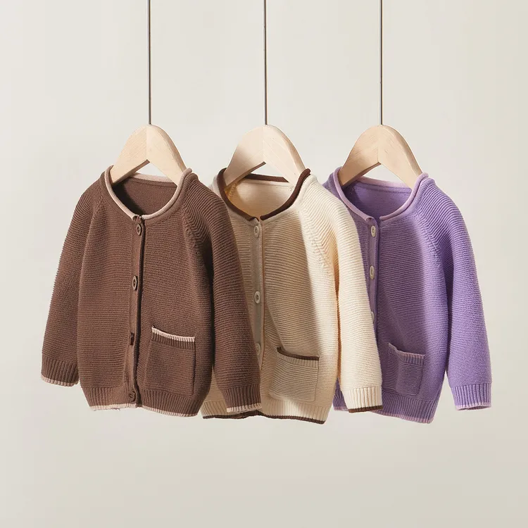 早秋男女宝宝美啦德风纯色休闲风儿童针织毛衣开衫洋气韩风小外套